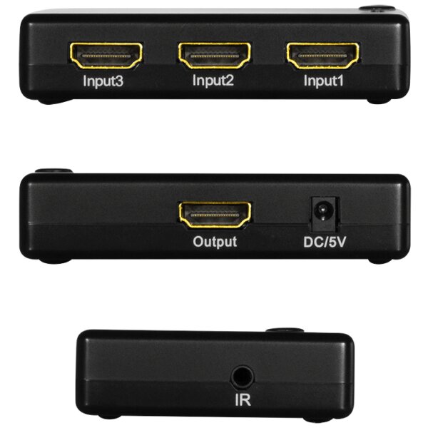 LogiLink Full HD Small HDMI Switch, 3-fach, schwarz