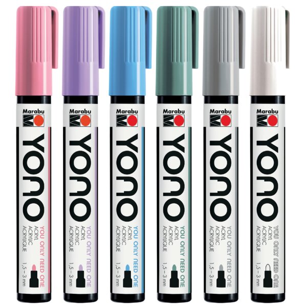 Marabu Marqueur acrylique YONO, 1,5-3,0 mm, set de 6 PASTEL