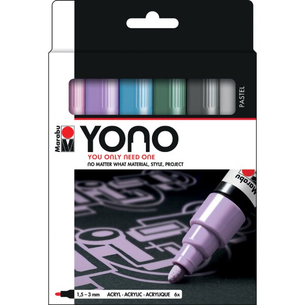 Marabu Marqueur acrylique YONO, 1,5-3,0 mm, set de 6 PASTEL