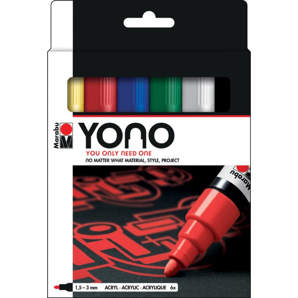 Marabu Feutre acrylique YONO, 0,5 - 1,5 mm, set de 6