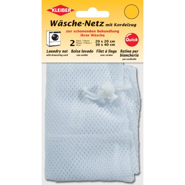 KLEIBER Wäschenetz-Set, mit Kordelzug, 2-teilig, weiss
