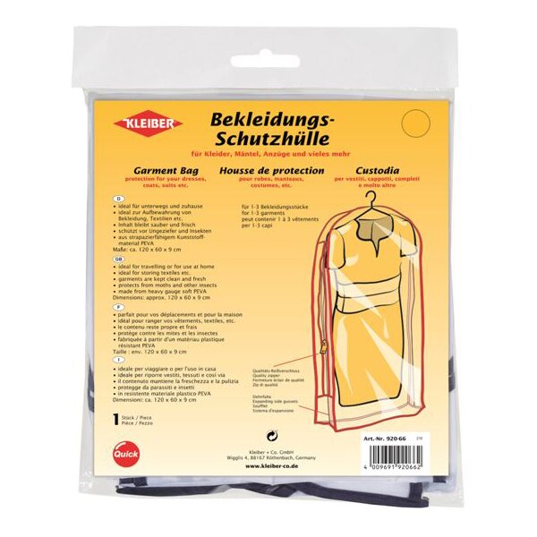 KLEIBER Housse de protection &agrave; v&ecirc;tements, transparent