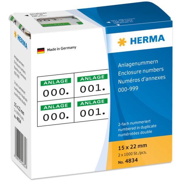 HERMA Anlagenummern, 15 x 22 mm, selbstklebend, rot