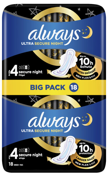 always ultra Damenbinde Secure Night mit Flügeln, BigPack