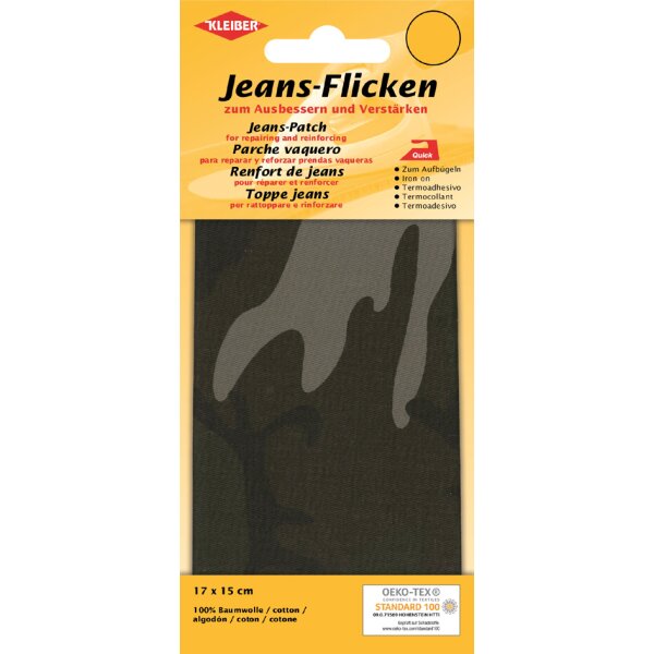KLEIBER Patch thermocollant pour jeans, 170 x 150 mm, noir