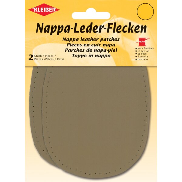 KLEIBER Patch en cuir nappa, 125 x 100 mm, brun foncé