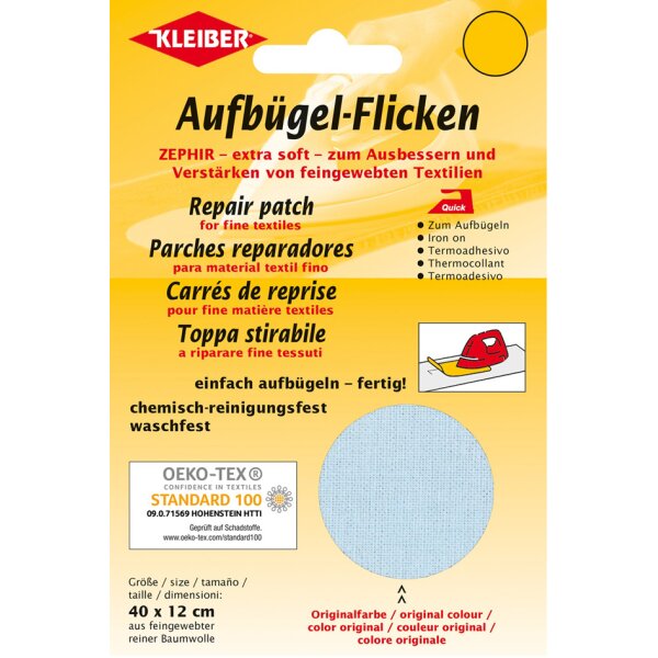 KLEIBER Patch thermocollant Zephir, 400 x 120 mm, noir
