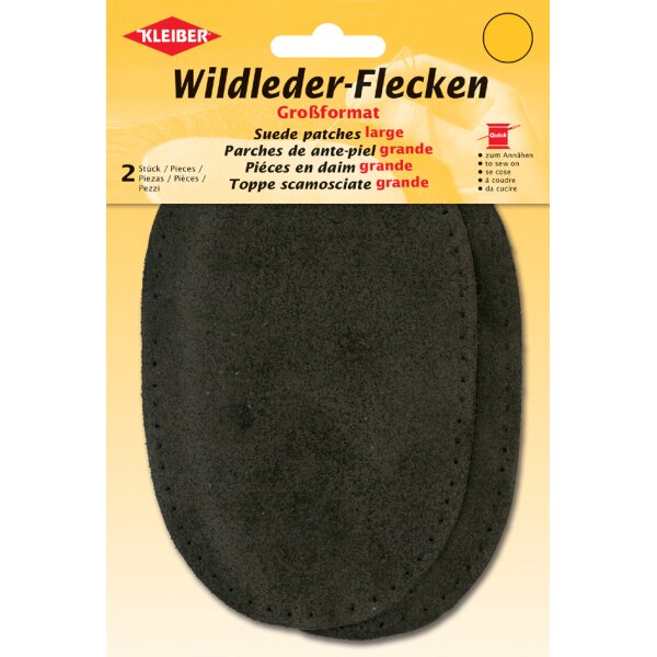 KLEIBER Patch à coudre en daim, 155 x 100 mm, gris
