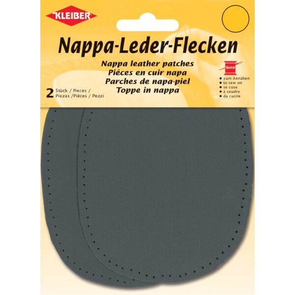 KLEIBER Patch en cuir nappa, 125 x 100 mm, bleu foncé
