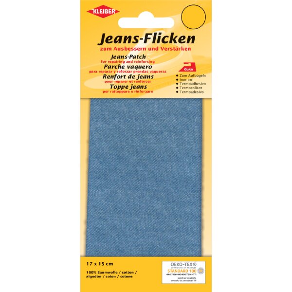 KLEIBER Patch thermocollant pour jeans, 170 x 150 mm, bleu