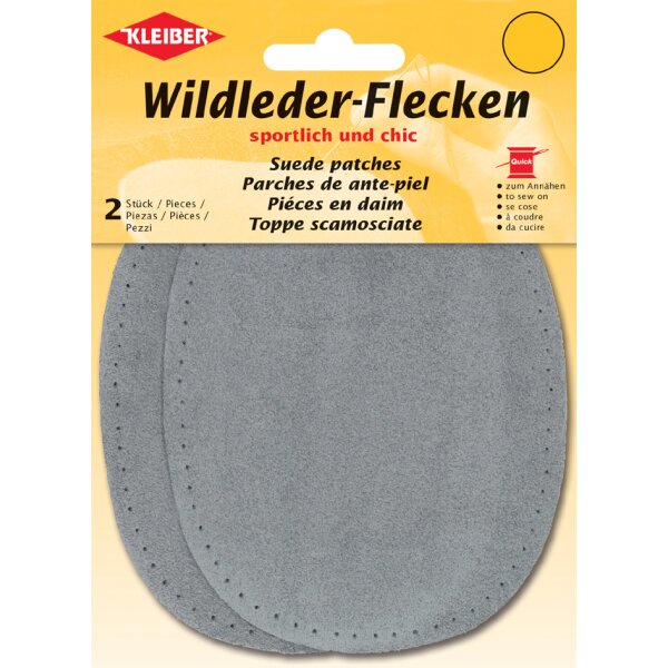 KLEIBER Patch à coudre en daim, 155 x 100 mm, gris foncé