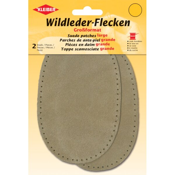 KLEIBER Patch à coudre en daim, 155 x 100 mm, gris foncé