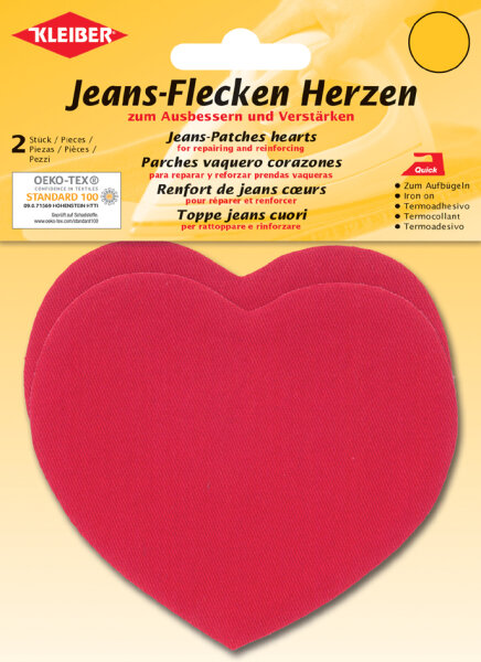 KLEIBER Patch thermocollant pour jeans Coeur, rouge