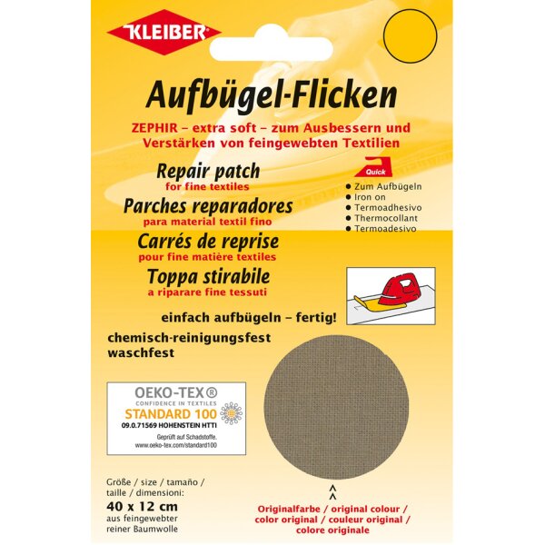KLEIBER Patch thermocollant Zephir, 400 x 120 mm, blanc