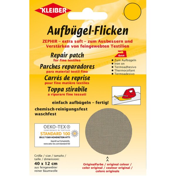 KLEIBER Patch thermocollant Zephir, 400 x 120 mm, blanc