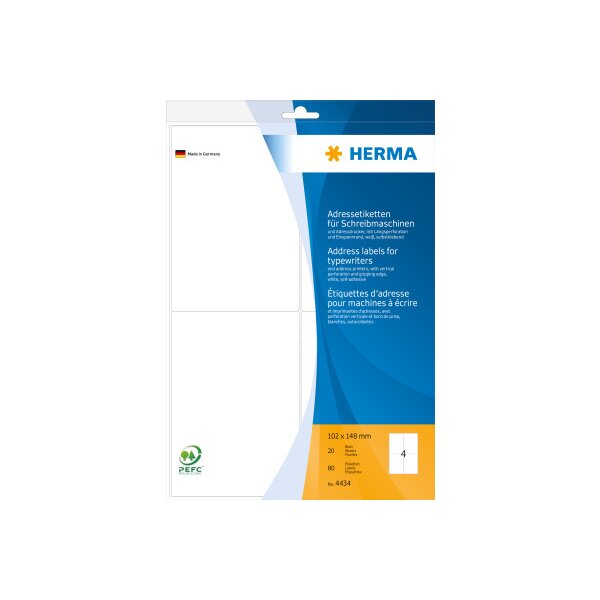 HERMA Etiquettes adress. 102x148mm 4434 blanc 80 pcs.