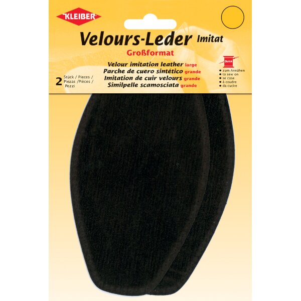 KLEIBER Patch imitation cuir velours, 185x95 mm, brun fonc&eacute;