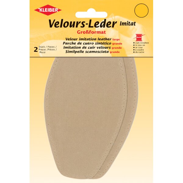 KLEIBER Patch imitation cuir velours, 185x95 mm, brun fonc&eacute;