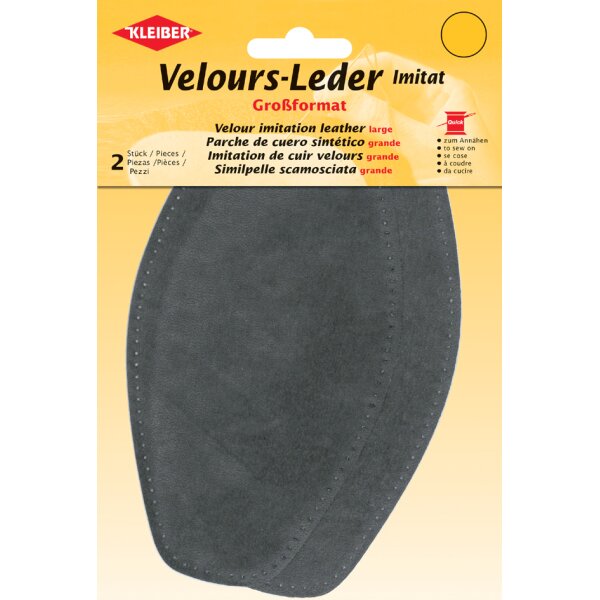 KLEIBER Patch imitation cuir velours, 185x95 mm, brun fonc&eacute;