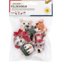 folia Filzkugeln WINTER TIERE, 5 Stück