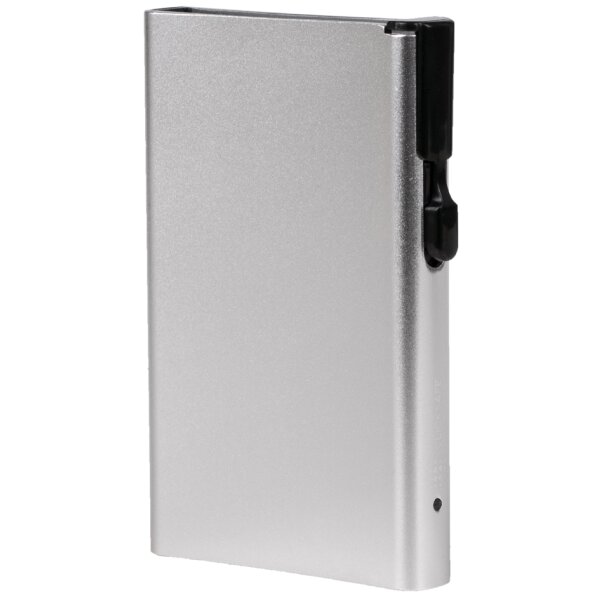 CLICKSAFE Kartenetui mit Clickbutton & RFID Schutz, silber