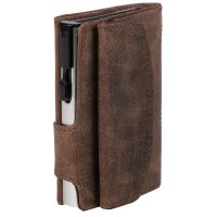 CLICKSAFE Porte-monnaie avec porte-cartes, cuir Hunter, brun
