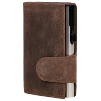 CLICKSAFE Porte-monnaie avec porte-cartes, cuir Hunter, brun