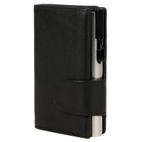 CLICKSAFE Porte-monnaie avec porte-cartes, cuir Nappa, noir/