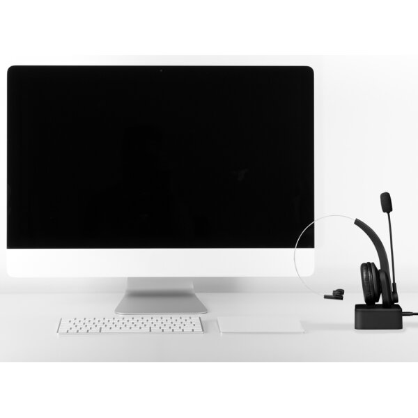 LogiLink Casque mono Bluetooth 5.0, station de charge, noir