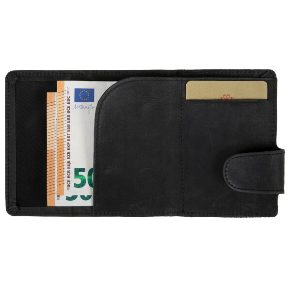 CLICKSAFE Porte-monnaie avec porte-cartes, simili cuir, noir
