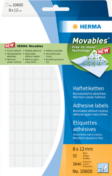 HERMA Etiketten "Movables" 8 x 12 mm, zur Handbeschriftung