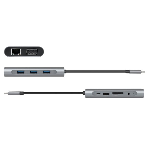 LogiLink Station daccueil USB 3.2, 10 ports, USB-C, argent