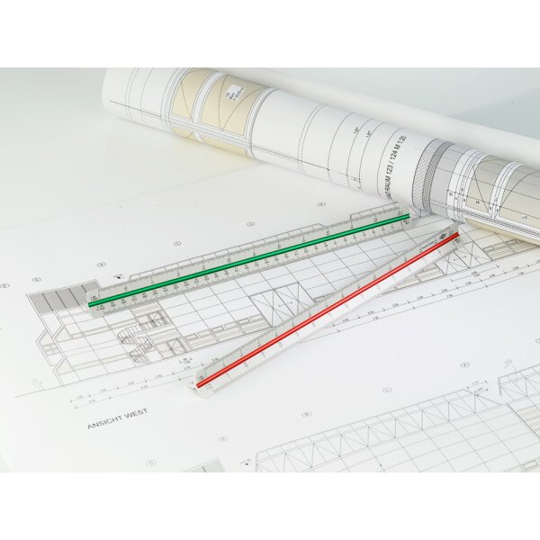 WEDO Dreikant-Massstab Architekt, aus Aluminium, silber