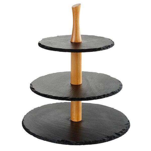 APS Serviteur en ardoise naturelle, 3 &eacute;tages, anthracite
