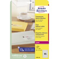 AVERY Zweckform Transparente Adress-Etiketten, 63,5 x 38,1mm