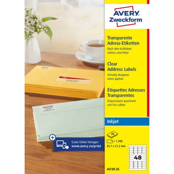 AVERY Zweckform Etiquette dadresse, transp., 99,1 x 38,1 mm