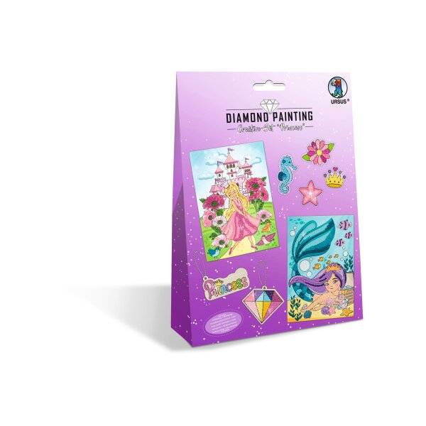 URSUS Diamond Sticker Princess 43510002 2 cartes, 2 pendentifes