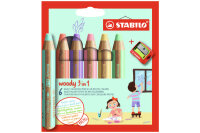 STABILO Farbstifte woody 3in1 8806-3 Pastell, Etui 6 Stk.