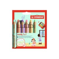 STABILO Farbstifte Woody 3 in 1 8806-3 Pastell, Etui 6 Stk.