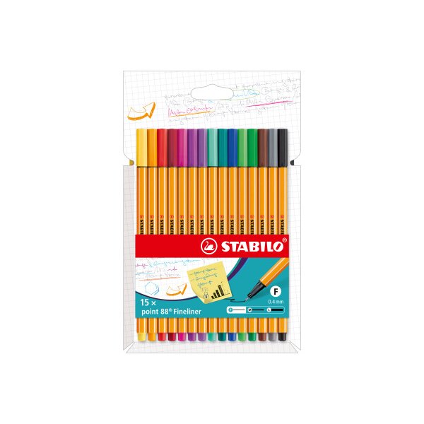 STABILO Fineliner Point 88 0.4mm 8815-4 Boîte en carton 15 pcs.