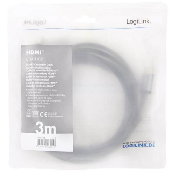 LogiLink HDMI Kabel 2.0, A-Stecker - A-Stecker, 2,0 m