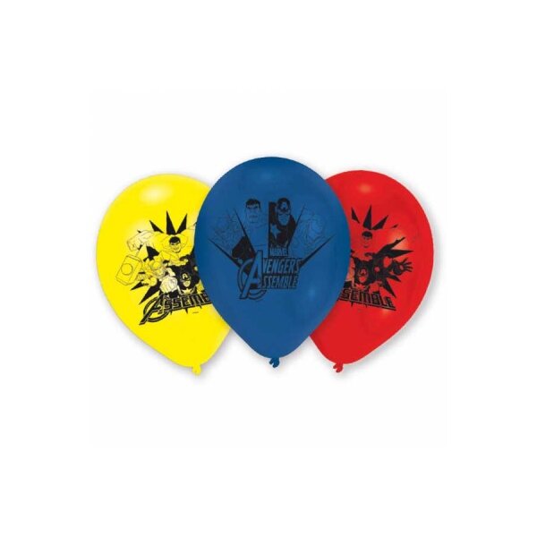 NEUTRAL Latexballons Avengers 6 Stk. 999234 gelb, rot, blau 22.8cm