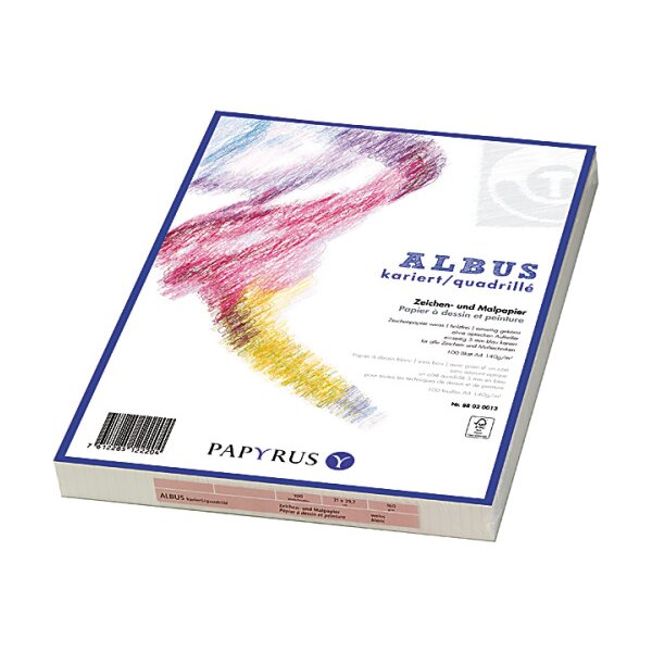 PAPYRUS Zeichenpapier A4 88020013 140g, kariert 5mm 100 Blatt