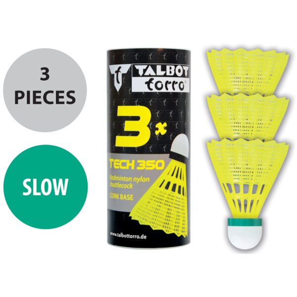 TALBOT torro Badmintonball Tech 350, slow, gelb grün