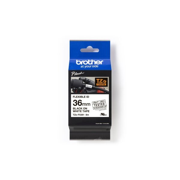 PTOUCH Flexitape laminé noir/blanc TZe-FX261 pour PT-550 36 mm
