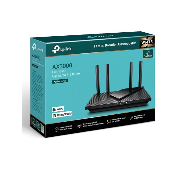 TP-LINK AX3000 Dual-Band Wi-Fi 6 Archer AX55 Router