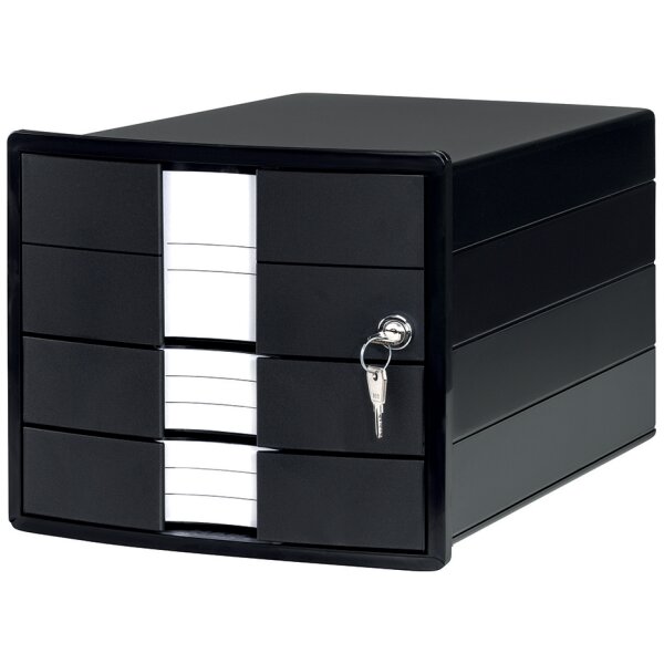 HAN Schubladenbox IMPULS, 3 Schübe, mit Schloss, lichtgrau