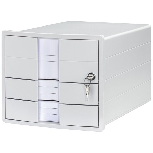 HAN Schubladenbox IMPULS, 3 Schübe, mit Schloss, lichtgrau