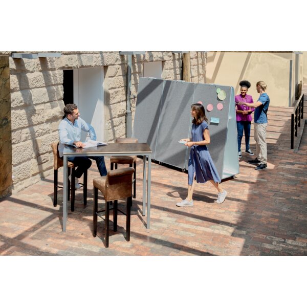 nobo Kombitafel Move & Meet, Weisswand Filz, weiss grau