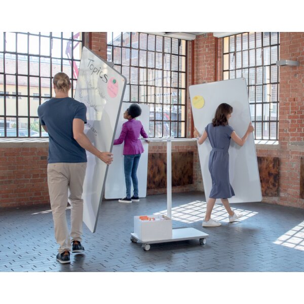 nobo Kombitafel Move & Meet, Weisswand Filz, weiss grau
